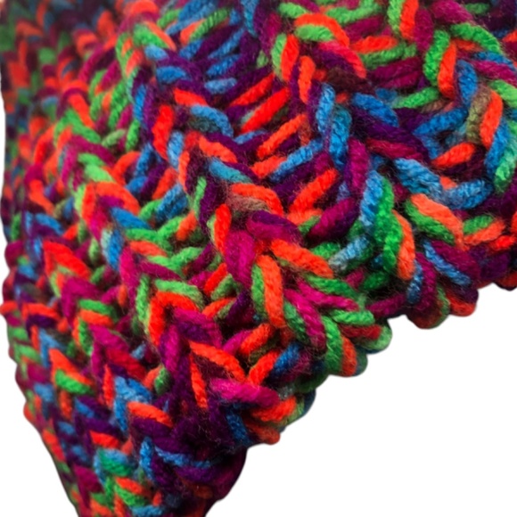 Chunky Ribbed Knit Toboggan Dark Neon Beanie Folded Brim Hat - Picture 8 of 17